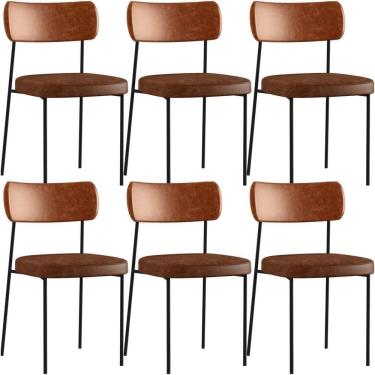 Imagem de Kit 06 Cadeira Para Sala De Jantar Melina L02 Camel Marrom