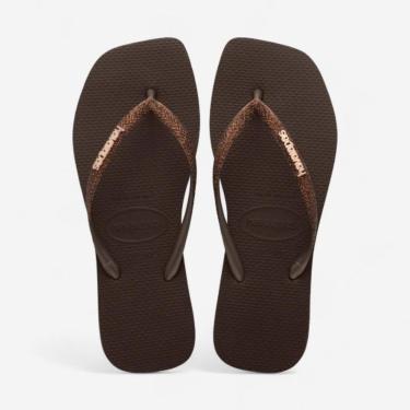 Imagem de Chinelo Havaianas Slim Square Sparkle Café-Feminino