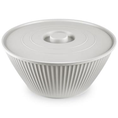 Imagem de Pote Redondo Tigela Com Tampa 4,25L Bowl Organização Alimentos (Cinza Claro)
