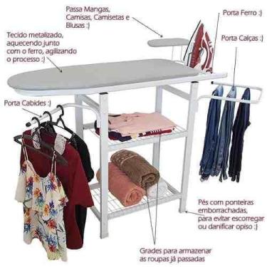 Imagem de Tabua de Passar Roupa Passadeira Mesa de Passar Multiuso - Utilaco - U