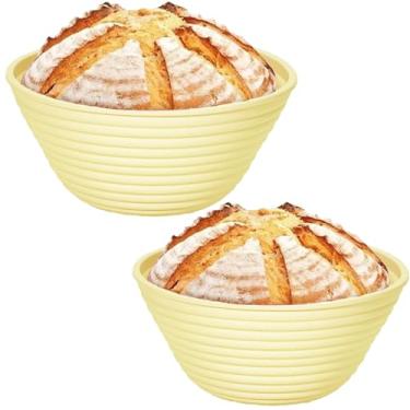 Imagem de Cesta de silicone à prova de pão, tigela redonda dobrável antiaderente à prova de massa para pão de fermento, forno e lava-louças segura - livre de BPA (23 cm, 2 peças)