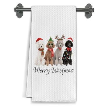 Imagem de Elefeltclave Toalhas de cozinha engraçadas para cães Poodle de Natal, presentes para mulheres, toalhas de chá para decoração de cozinha, presentes para amantes de cães, toalha de mão decorativa para