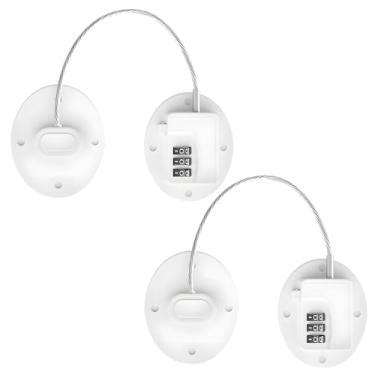 Imagem de 2 peças de fechadura de combinação de geladeira, fechadura de combinação de armário adesivo, fechaduras de segurança de gaveta com chaves, sem furadeira, fechaduras seguras para janela de porta