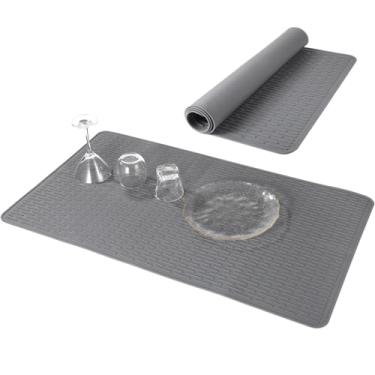 Imagem de LUMINFLY Tapete de silicone extra grande para secar louça, almofada de escorredor de cozinha de 91 x 52 cm, fácil de limpar, impermeável, antiderrapante, resistente ao calor, com borda