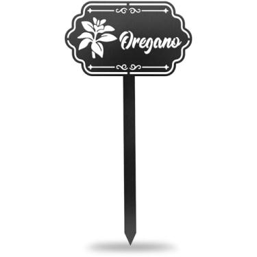Imagem de CUTHOLLOW Marcador de plantas de metal com orégano para ambientes externos, interiores, à prova d'água, 30 cm, etiquetas fofas de plantas de jardim, para ervas, decoração de estufa de fazenda