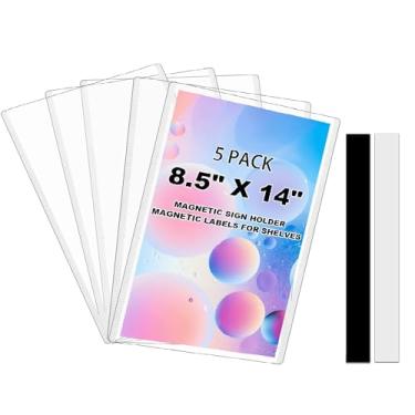 Imagem de Capas de plástico transparente tamanho legal, 21 x 35 cm, protetores de folha de papel de documentos para armazém, suportes de etiquetas de informações transparentes para 4 páginas 10 x 17 cm, fita