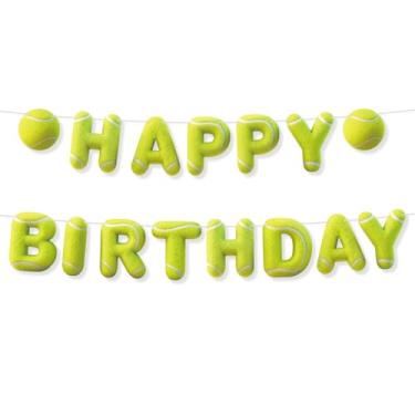 Imagem de Fukaisu Faixa de Aniversário Esportiva, Decoração Faixa Feliz Aniversário com Tema Esportivo 3D Artigos para Festa com Tema de Bola Engraçada Adequado para Crianças Adolescentes Adultos (Tênis)