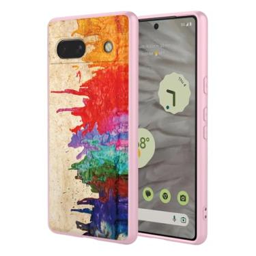 Imagem de OEURVQO Capa artística para Google 7A, capa de silicone líquido de toque macio com forro fofo, compatível com carregamento sem fio, capa protetora para Google Pixel 7A, aquarela rosa