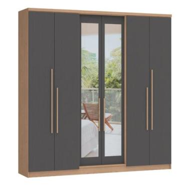 Imagem de Guarda-roupa 6 Portas 2 Gavetas Sonata New Com Espelho - Móveis Castro