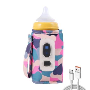 Imagem de Aquecedor de mamadeira USB, capa de isolamento para garrafa de leite | Aquecedor de mamadeira digital portátil Aquecedor de leite USB - Bolsa para mamadeira com temperatura de 5 marchas e de calor par