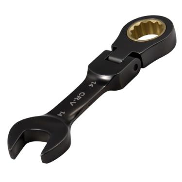 Imagem de Chave combinada de catraca de cabeça flexível de 14 mm - caixa de 72 dentes e chave inglesa aberta, cabeça flexível antiderrapante, aço CR-V tratado termicamente funciona em parafusos descascados e