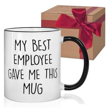 Imagem de HIWERAN Presente de Natal sarcástico para chefe de Employees My Best Employee Gave Me This Mug Presentes de aniversário engraçados para chefe, colegas de trabalho, chefes caneca 325 ml