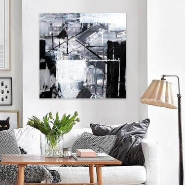 Imagem de Quadro Decorativo Abstrato Preto E Branco Em Canvas - Midiapoparte