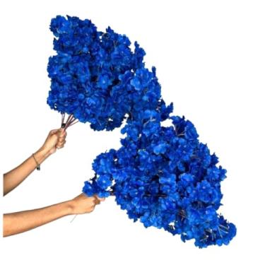 Imagem de Kit 0 a 40 Flores 45cm Flor Cerejeira artificial Decoração Casa - Ramos para Decoração de Casa, Vasos e Eventos, Beleza Eterna sem Manutenção (Azul Escuro,Kit 40 Unidade)