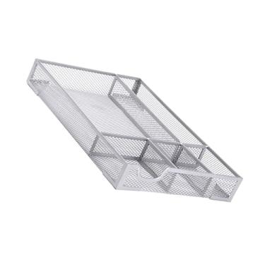 Imagem de Zerodis Organizador de Gaveta de Mesa, Malha de Metal Acessórios de Mesa Organizadores de Espaço de Trabalho Antiderrapante Bandeja Com Vários Compartimentos Caixas de Armazenamento (SILVER)