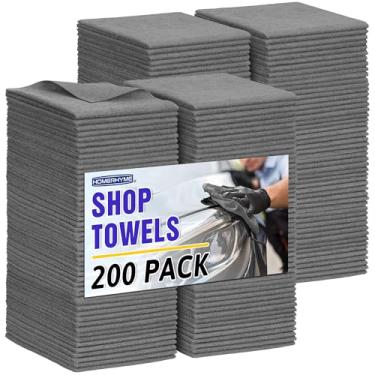 Imagem de HOMERHYME Pano de limpeza de microfibra, pacote com 200 panos de limpeza cinzentos toalhas de microfibra absorventes a granel panos de lavagem sem fiapos, toalhas multiuso para carros, lojas