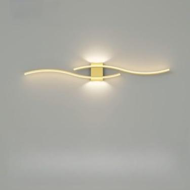 Imagem de Conjunto de luminárias de parede lineares minimalistas em estilo nórdico - Design moderno e simples com grades para sala de estar e quarto, iluminação moderna para cabeceira (J)