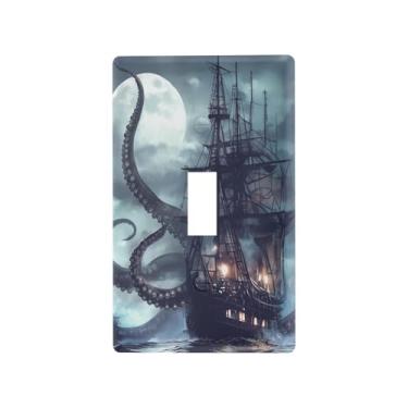 Imagem de Blueangle Tampa de placa de parede para interruptor de luz - Tampa decorativa para interruptor de luz de navio pirata placa de parede, tamanho 1 - gangue 4,53 x 2,76 polegadas (143)