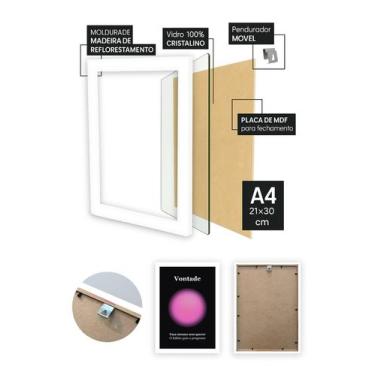 Imagem de Quadro Vontade/Constância/Hábito com Vidro e Moldura Branca Tamanho:21