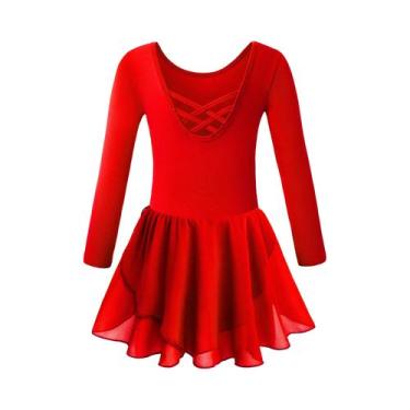 Imagem de Collant de manga comprida para meninas com saia vestido de dança infan