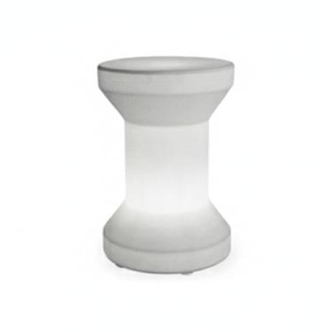 Imagem de Banco Carretel Time-Out, Luminária LED, Plástico Polietileno, Bivolt, 46x31x31cm, Portátil, Assento e Iluminação, Branco