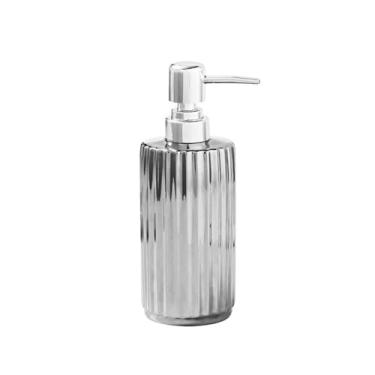 Imagem de Dispensador de sabão Dispensador de sabonete líquido cerâmica com borda prateada para banheiro e cozinha, ideal para loções, óleos essenciais sabonetes líquidos(Silver)