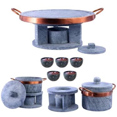 Imagem de Kit Fondue 23 Cm+ 2 Fondue De Pedra Sabão 500 Ml+ 5 Ramekin Molheira