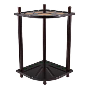 Imagem de Suporte Vertical de tacos sinuca em forma leque com 8 buracos madeira Pode segurar oito 16 bolas e 5 bebidas Econômico espaço Adequado para rack bilhar inglês americano