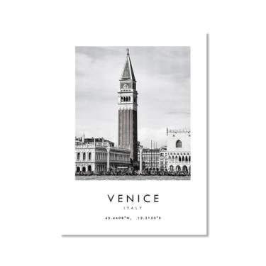 Imagem de Pôster de cidade preto e branco - impressão de viagem Roma Las Vegas Veneza Paris Sydney Amsterdã Amalfi Sanfrancisco Pintura em tela impressões de paisagem da cidade do mundo imagens de parede pôster
