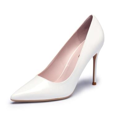 Imagem de GENSHUO salto alto, 10 cm/3,94 polegadas stiletto salto alto sapatos femininos bico fino festa vestido de noite formatura, Branco, 10