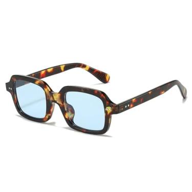 Imagem de Óculos de Sol Punk Rivets Masculino UV400 Jelly Color Feminino para Esportes ao Ar Livre, Corrida e Ciclismo, Azul Leopardo