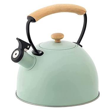 Imagem de YYBOES Chaleira de assobio, fogão, chaleira de assobio, verde, 2,5 L, chaleira de assobio, para fogão, cozinha, bule de chá de assobio, chaleira de acampamento