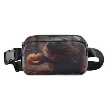 Imagem de CEBUGI Mini pochetes de caminhada para homens e mulheres, capivara de Halloween, moderna, resistente à água, com cinto ajustável para treino, viagem, corrida