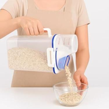 Imagem de Pote para armazenamento, mantimentos, alimentos, graos, facil dosagem, grande, 1,5kg, transparente.