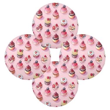 Imagem de Wassud Jogo americano conjunto de 4 tapetes redondos com estampa de bolo fofo para cozinha e jantar, tapetes laváveis e resistentes ao calor, decoração de mesa 39 cm