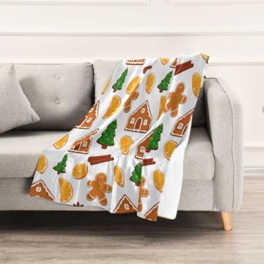 Imagem de Wassud Cobertores e mantas de Natal 152.4 cm x 228.6 cm Cute Gingerbread Man Manta para sofá, cobertor quente aconchegante de lã de pelúcia para cama, sofá, cadeira, decoração de casa