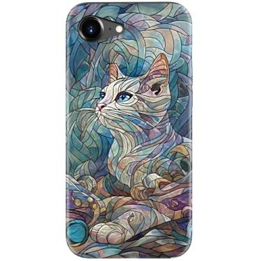 Imagem de Goodon Capa fofa para iPhone 16e - Compatível com carregamento sem fio - Capa rígida de camada dupla + capa de silicone - Capa protetora para celular com designs modernos para mulheres - um gato