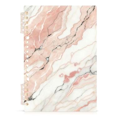 Imagem de Burbuja Caderno de mármore rosa, papel pautado universitário A5 com 60 folhas, fichário para escritório, 1 pacote