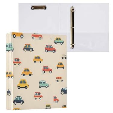 Imagem de Qilmy Organizador de fichário redondo de carro de desenho animado, fichário de 3 anéis com prancheta (carta A4), fichário fofo para material de escritório escolar 91