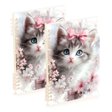 Imagem de Burbuja Cadernos com nome, papel pautado universitário A5 com 60 folhas, fichário para escritório, 2 unidades