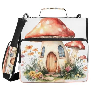 Imagem de Burbuja Fichário com zíper de cabine de cogumelo com 3 anéis, bolsa de fichário com lixa expansível e alça de ombro, serve para laptop de 13 polegadas, vários bolsos para trabalho de escritório