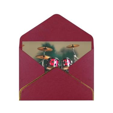 Imagem de SKKNT Cartões comemorativos com estampa de tambor de jazz para todas as ocasiões, convites de festa de aniversário de casamento, 12,7 x 15,2 cm