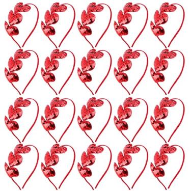 Imagem de Cotiny 20 Pack Valentine Heart Headbands Sequin Red Heart Heart Head Boppers Glitter Love Heart Hair Accessories for Valentine Wedding Anniversary Party