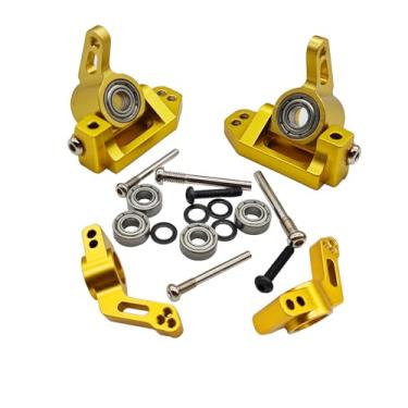 Imagem de BingHFobbyHuo RC Alloy Caster Block&Steering Blocks&Rear Stub Axle Carriers for Traxxas 1/10 2WD Slash, Stampede, Rustler, Nitro Slash-Replaces 3632 3736 3752(Gold)