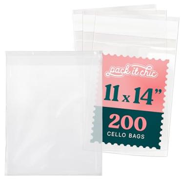 Imagem de Pack It Chic - Sacos de celofane autovedantes de 28 x 35 cm (pacote com 200) - Sacos transparentes adesivos resseláveis para presentes, fotos 28 x 35,5 cm, impressões, envelopes, documentos