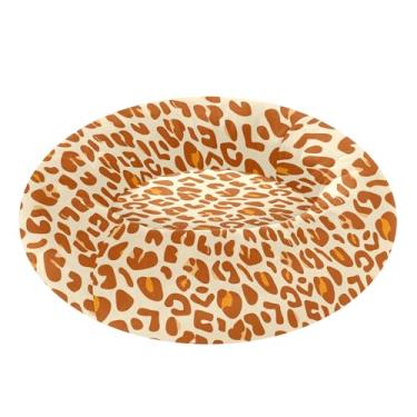 Imagem de SEHANY Cama de cachorro com estampa de leopardo, removível e lavável, pequena, redonda, cama de gato, fofa, super macia, confortável para animais de estimação com fundo antiderrapante para cães