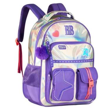 Imagem de Mochila Escolar De Costas Rebecca Bonbon Holografico Roxa