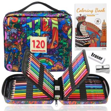 Imagem de Conjunto de Lápis Cor com Estojo Viagem Zíper Núcleo Macio para Livros Colorir Adultos Desenho Esbocço Sombreado Materia