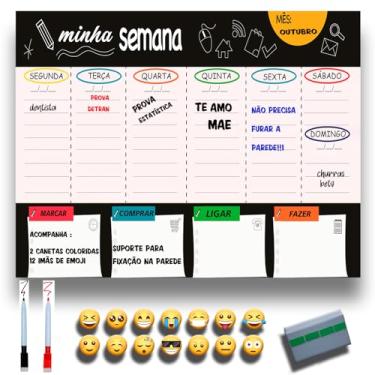 Imagem de Quadro Lousa Planejador Mensal/Planejamento Semanal/Planner/Planner Parede Metal - Quadro Branco 2 canetas e 12 imãs (BRANCO, 30x40)