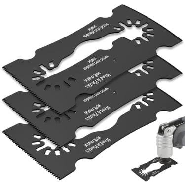 Imagem de 3 peças de lâminas de serra oscilantes 2 em 1, conjunto de lâminas raspadoras de ferramentas oscilantes, lâmina multiferramenta de aço de alto carbono, lâminas multiferramentas, liberação rápida para
